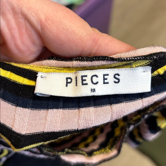 Pieces Ribbed Top with Stripes - Picture 2 of 2